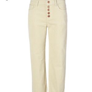 Cabi Jeans | Palm Beach Crop Cream Corduroy Pants with Button Detail Size 12